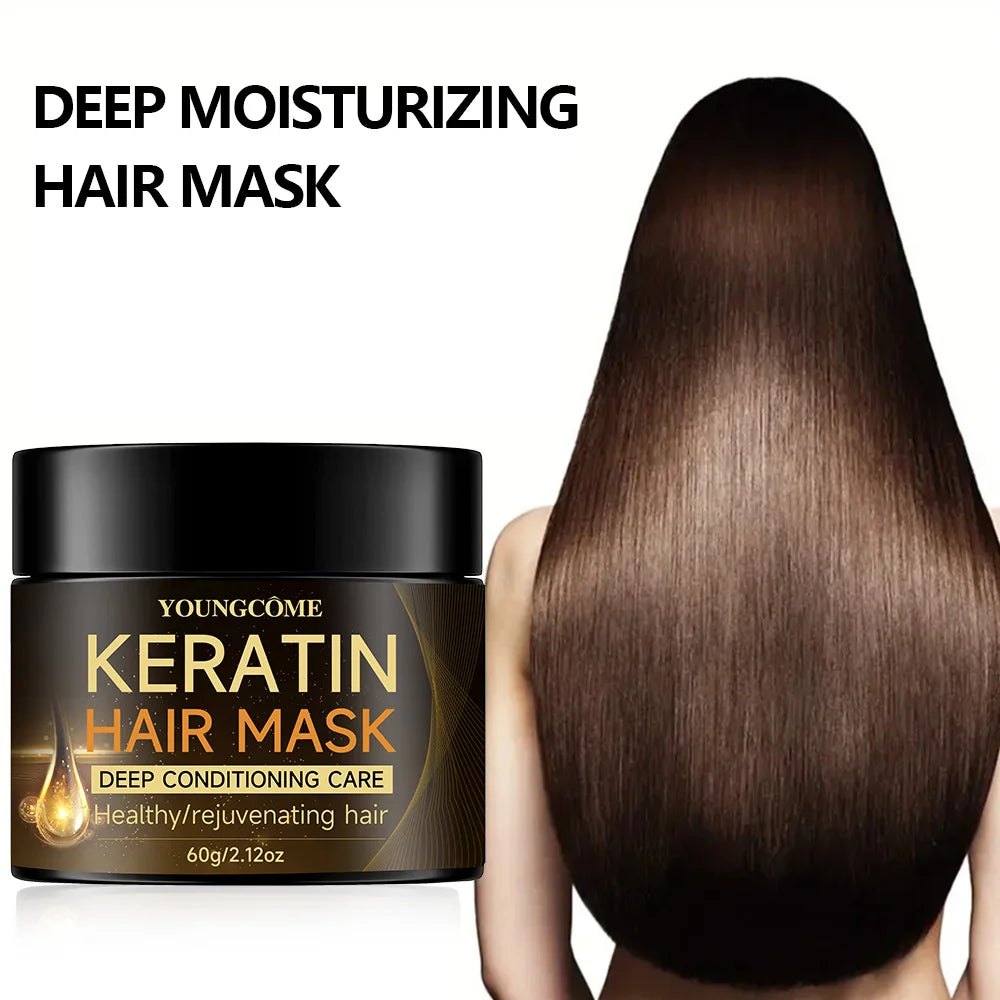 Organic Keratin Hair Mask Repair Damaged Hair Restore Shine Hair Mask Moisturizer Conditioner Soft Smooth Frizz Damaged Hair Care
