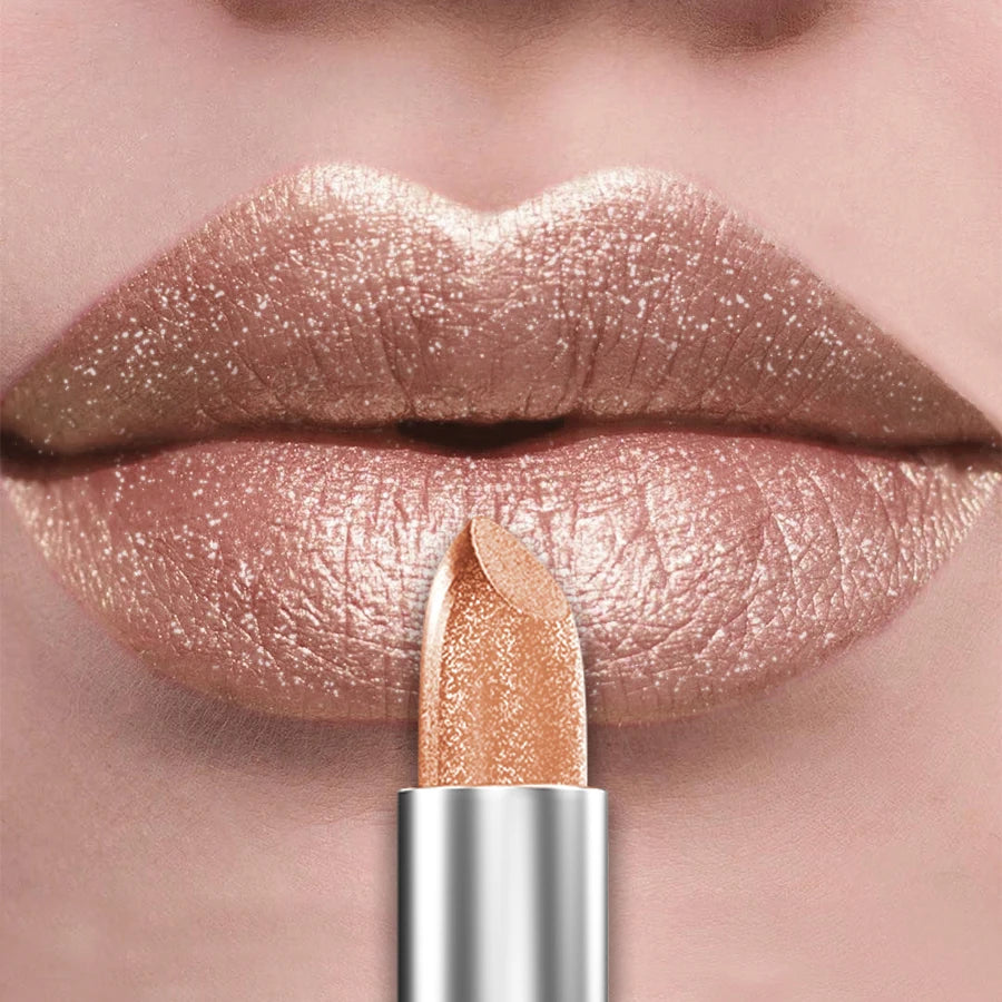 Organic 21Colors Bold & Intense Glitter Shiny Metallic Lipstick Pearlescent Lip Tint,Long Lasting Lip Senior Matte Lip Makeup Gifts for