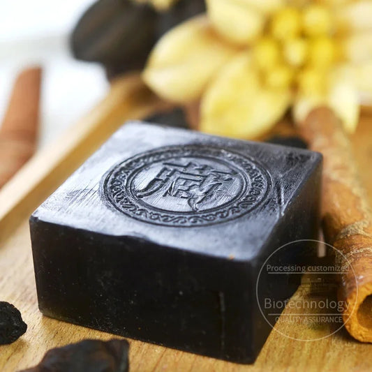 Organic Tibetan Ancient Soap Black Soap Handmade Soap Face Clean Anti-Acne Remove Blackheads Chinese Herbal Soap with Cordyceps Sinensis