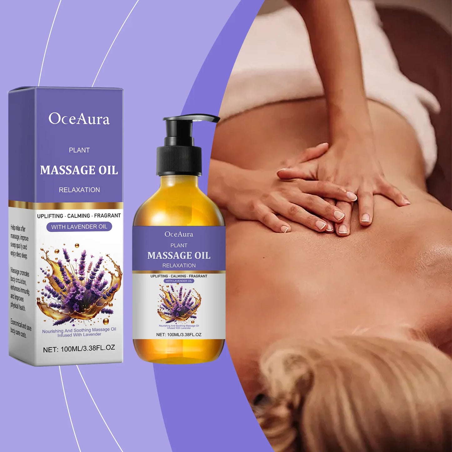 Organic Lavender Essential Oil Relief Stress Improve Sleep Spa Moisturizing Comfortable Calming Nourishing Body Relaxing Massage Essence
