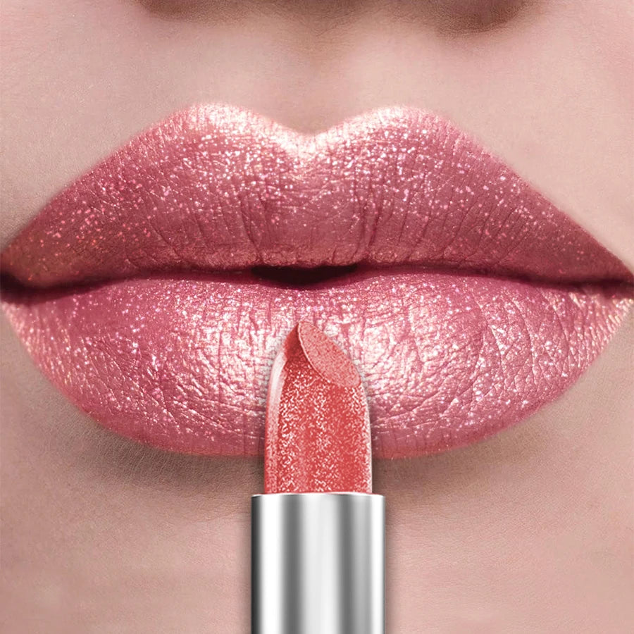 Organic 21Colors Bold & Intense Glitter Shiny Metallic Lipstick Pearlescent Lip Tint,Long Lasting Lip Senior Matte Lip Makeup Gifts for