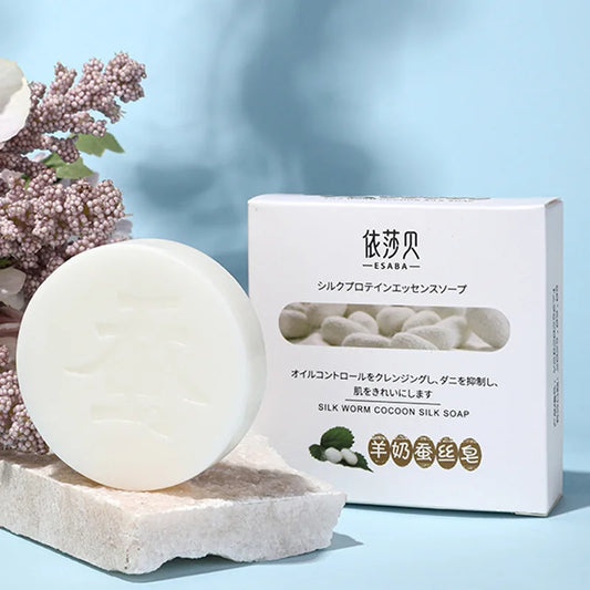 Organic Goat Milk Silk Handmade Soap 60g Moisturizing Skin Care Cleansing Facial Soap Remove Acne Remove Shrink Face Cleaner Body Wash