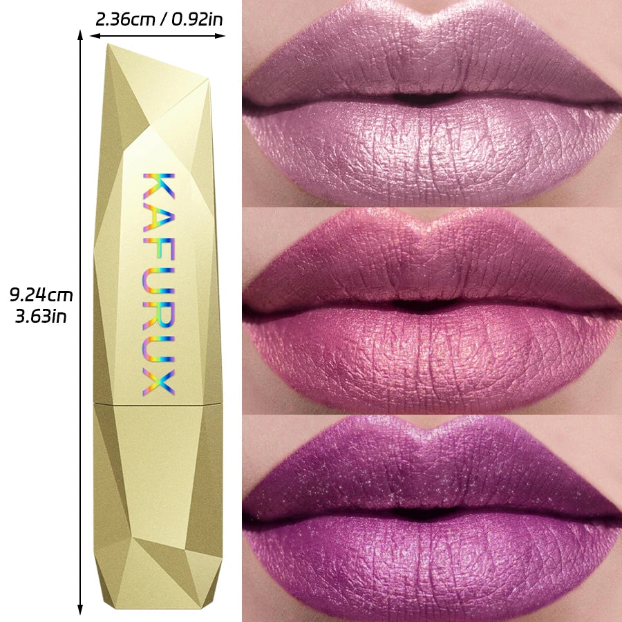 Organic 21Colors Bold & Intense Glitter Shiny Metallic Lipstick Pearlescent Lip Tint,Long Lasting Lip Senior Matte Lip Makeup Gifts for