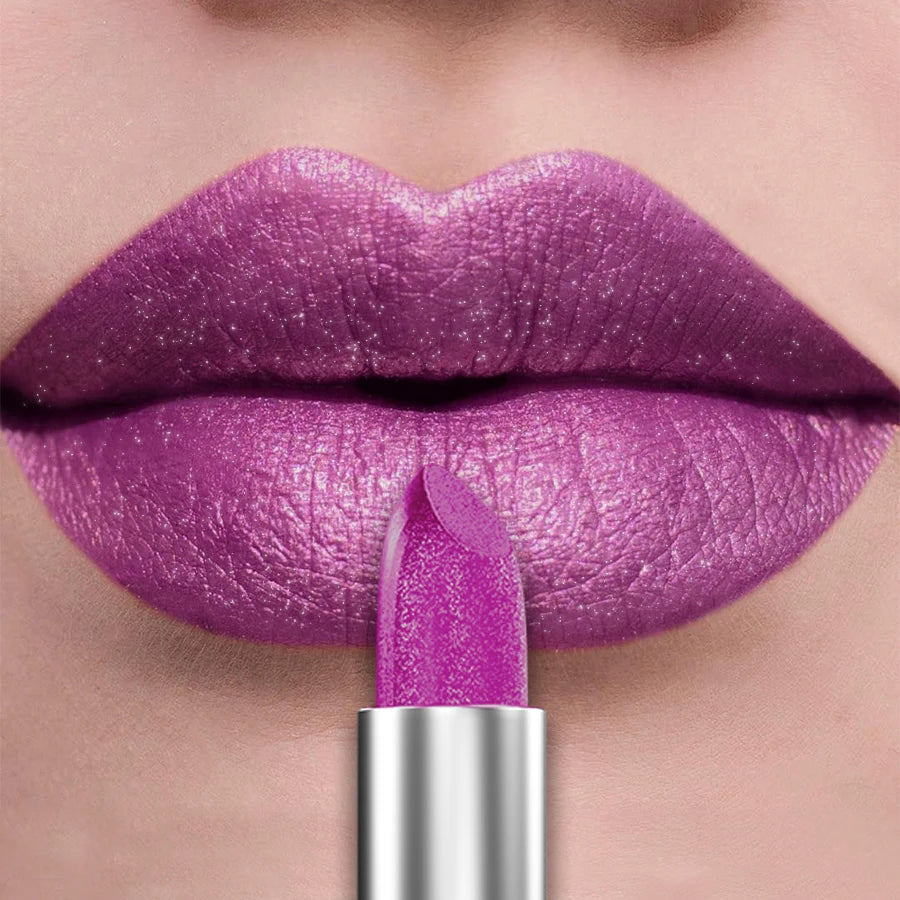 Organic 21Colors Bold & Intense Glitter Shiny Metallic Lipstick Pearlescent Lip Tint,Long Lasting Lip Senior Matte Lip Makeup Gifts for