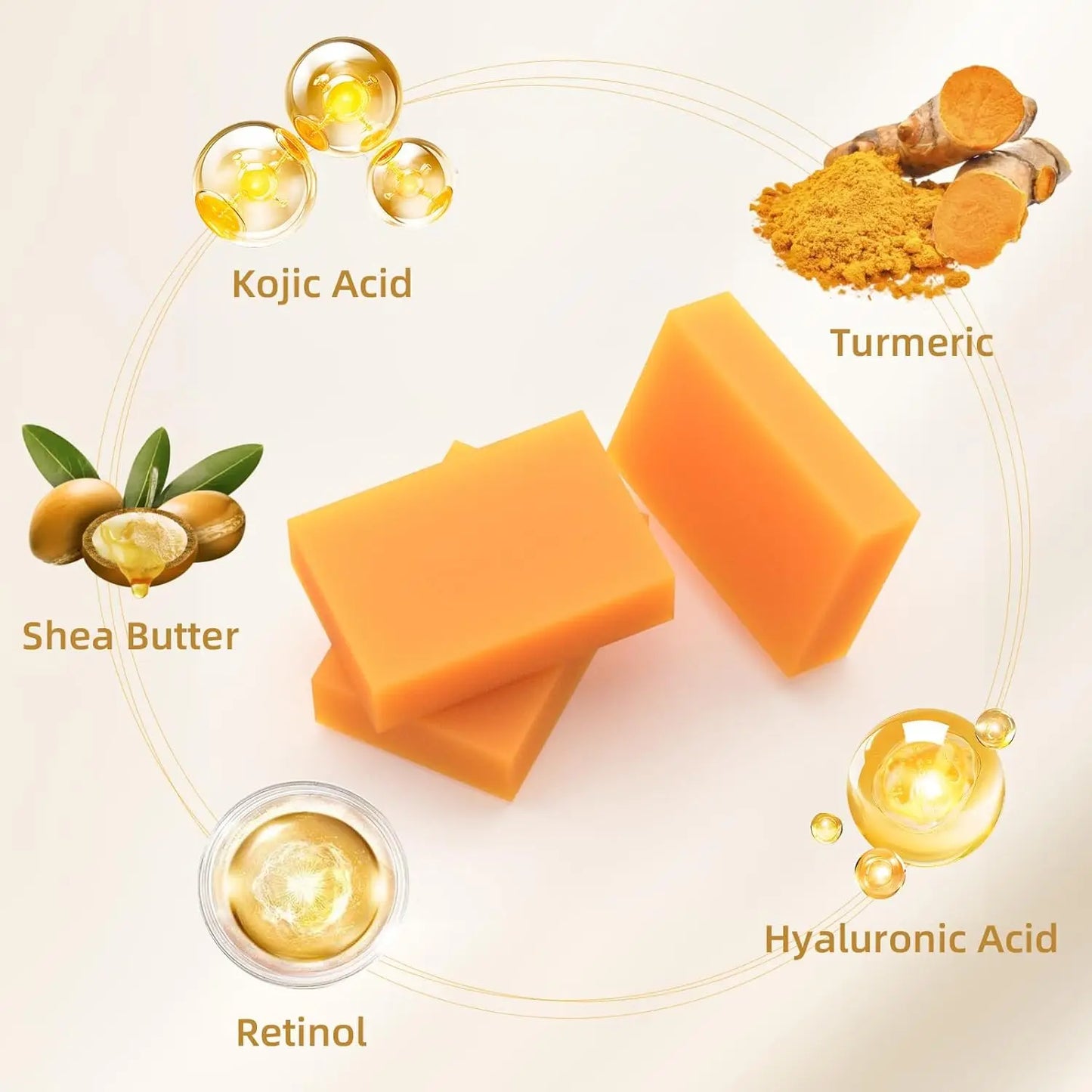 (1/2/4/6Pcs) Organic Turmeric Kojic Acid Handmade Soap Scrub for Exfoliation, Moisturizing, Deep Cleansing, Spot Removal, Acne Removal