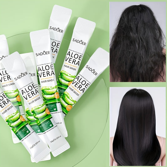 Aloe vera hair mask, improves dryness, perming, frizz, smoothness, moisturizing, hair care mask, Women's hair lotion, conditioner, suitable for all hair types, plant-based conditioner, small strip set, portable travel set