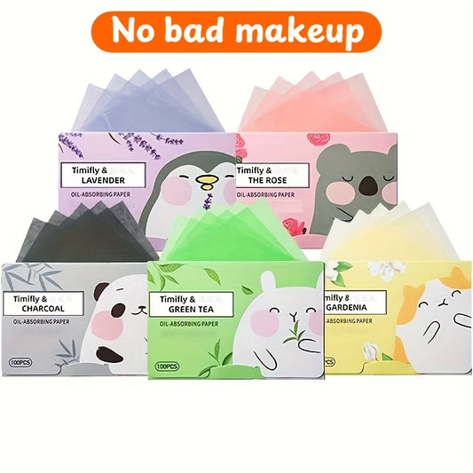 Summer Face Oil Light Beige T-zone Dry Oil Absorbing Paper, Suitable for Office Work and Students to Keep the Face Refreshing and Oil-Free, No Makeup Remover, Odorless, Portable Boxed, Unisex 100/10 Sheets